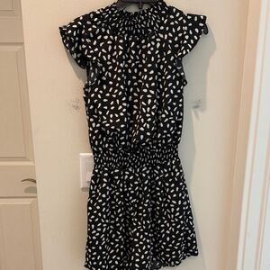L Love Black and White Patterned Jumpsuit with Mock neck size Small